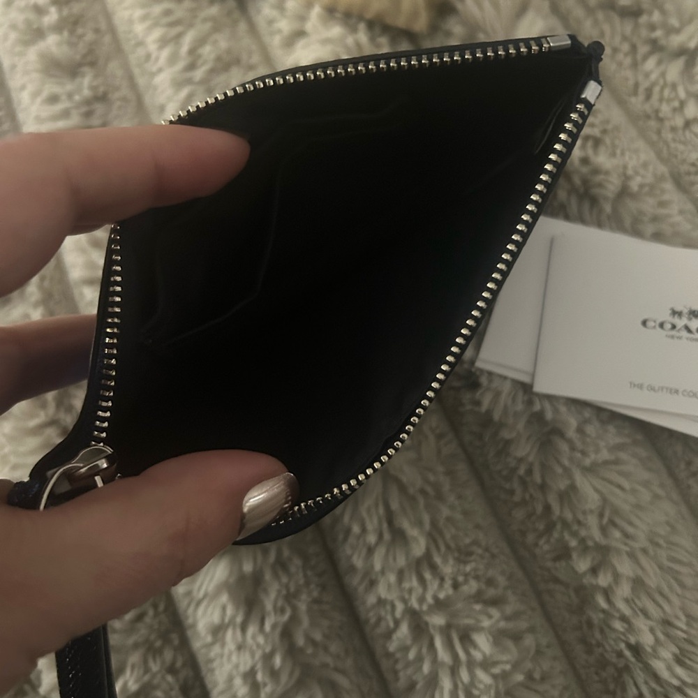 Coach Navy Glitter Star Wristlet Zip Pouch w/ Box - Picture 5 of 5
